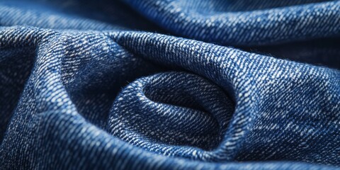 Poster - Close up view of textured jeans fabric showcasing the unique qualities of denim textile. This jeans fabric highlights the intricate weave and softness of the cloth, perfect for apparel design.