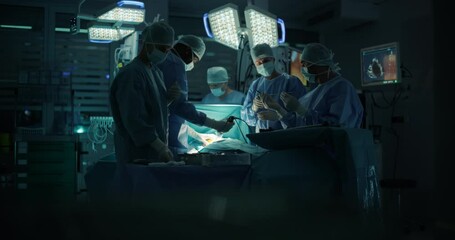 Poster - Deep in the Process of an Emergency Surgery, Diverse Team of Healthcare Professionals Navigating Each Stage of the Operation with Extreme Concentration, Uniting Their Skills to Perform the Procedure