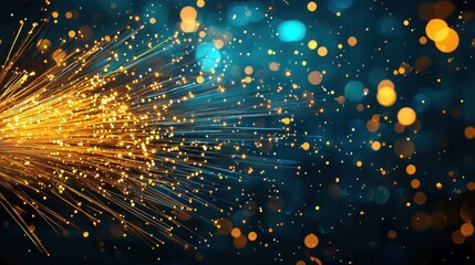 Poster - Closeup of fiber optic strands emitting rainbow colors digital environment high-resolution visuals technology focus abstract viewpoint for seo impact
