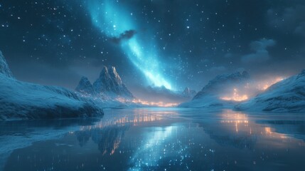 stunning aurora borealis with vibrant hues illuminating the night sky, ideal for celestial and sceni