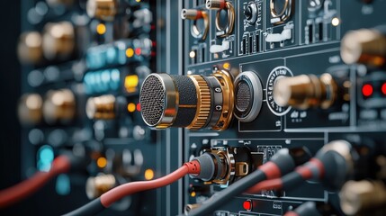 Aufkleber - Connecting professional audio xlr cables to microphones a comprehensive guide in a studio environment with low resolution imagery