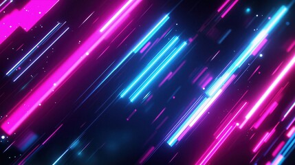 Aufkleber - Abstract tech background with vibrant neon light streaks. Dynamic lines, colors create futuristic look. Dark night setting. Suitable for tech wallpapers, video games, presentations. Perfect visual