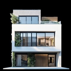 Poster - Modern Minimalist Architecture with Greenery and Large Windows