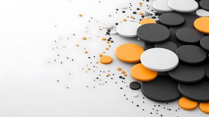Aufkleber - Abstract composition of overlapping circles in black, white, and orange, creating a modern visual effect against a light background
