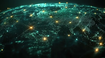 Poster - Aerial view of global supply chain holographic visualization and connectivity technology