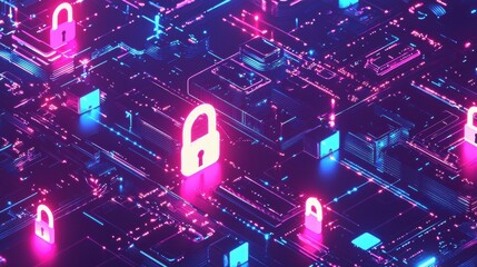Poster - Virtual server security event digital landscape technology visualization cybersecurity concept