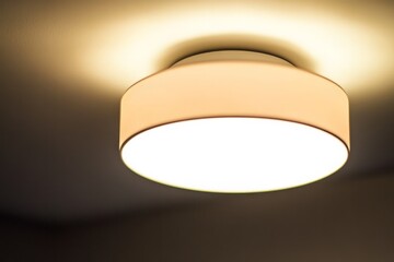 Poster - A sleek, contemporary ceiling light fixture brightens a modern interior setting with its clean design and warm, inviting illumination, offering functional elegance.