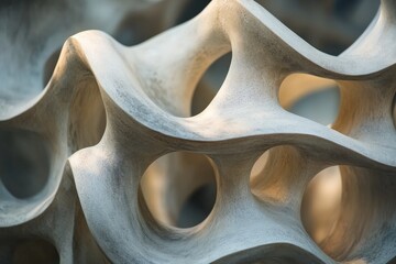 Poster - An elegant and contemporary sculpture featuring interwoven curves and hollow spaces, drawing light and shadows that create an intricate, artistic visual experience.