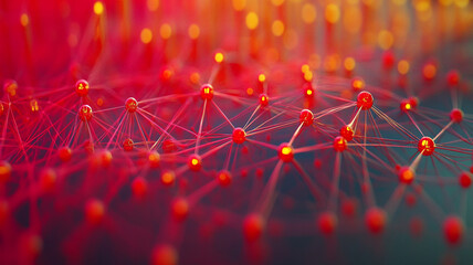 Poster - Colorful abstract network of interconnected nodes and lines exhibiting dynamic patterns