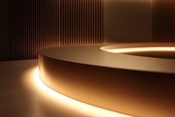 Leinwandbilder - A minimalist scene featuring abstract, smooth curved shapes, with warm lighting that creates an atmosphere of elegance, mystery, and artistic minimalism.