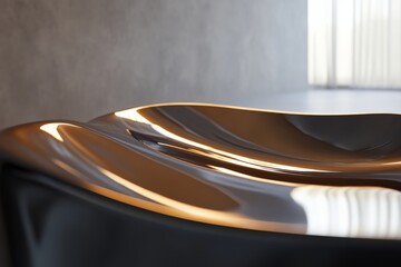 Aufkleber - This image showcases an elegant bronze sculpture with a reflective surface, highlighting its smooth curves and a play of light and shadow on its metallic finish.