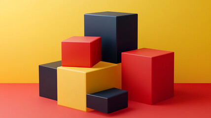 Poster - Colorful cubes arranged creatively on a vibrant background with striking contrast