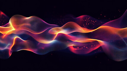Poster - Colorful abstract waves of light flowing through a dark background