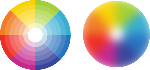 Color wheel vector illustration in mesh and shape