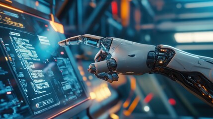 Robotic Hand Interacting with Futuristic Interface
