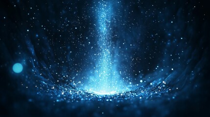 Wall Mural - abstract glowing blue particles creating a cosmic energy flow in a dark space background