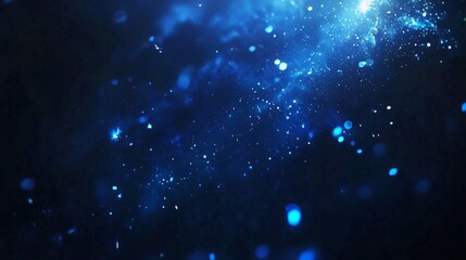 Wall Mural - soft glowing blue particles scattering in a dark cosmic background, evoking mystery and depth