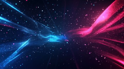 Aufkleber - Dynamic tech abstract background with glowing particles, lines. Futuristic design with vibrant colors. Modern illustration. Perfect for tech presentations futuristic concept images. Abstract space