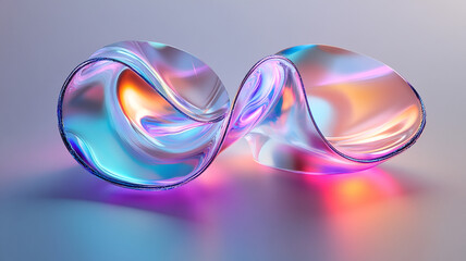 Poster - Colorful abstract shapes intertwine in a vibrant display of light and reflection