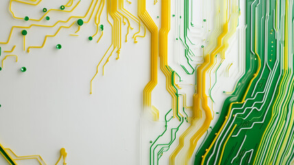 Poster - Colorful circuit board design with intricate patterns and textures in urban setting