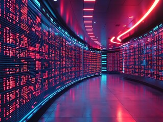 Aufkleber - Futuristic Trading Floor with Holographic Data Floating Around Traders