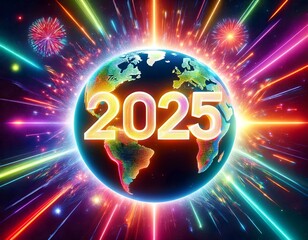 Wall Mural - happy new year 2025. global new year concepts