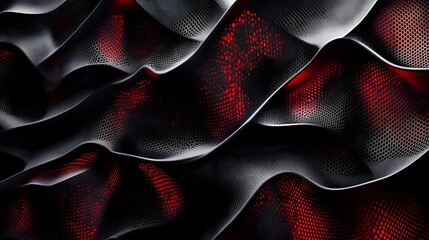 Abstract Red And Black Wavy Textured Surface