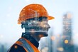 © Downloads - Safety Focused Worker Navigates Construction Site with Dual Exposure Photography Technique