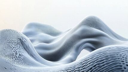 Poster - Abstract waves in white and gray showcasing fluid shapes and contours in a serene setting
