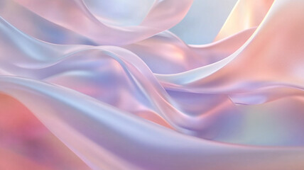Poster - Soft, flowing fabric waves in pastel colors create a serene and dreamy atmosphere