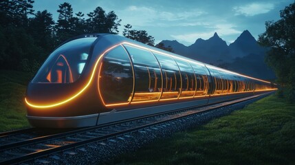 Poster - Innovative concept ai-driven glowing train transforming urban transportation landscapes