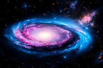 Wall Mural - vibrant spiral galaxy with pink and blue nebulae in deep space