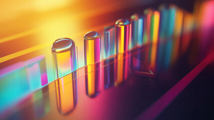 Poster - Colorful light reflections create an abstract visual experience with transparent cylinders