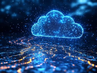 Poster - digitized waterfall of cloud computing data streaming into virtual lake