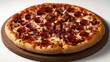 © win - Delicious Meat Lovers Pizza on Wooden Board
