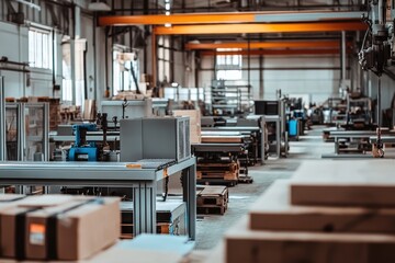 Poster - Industrial workspace with machines and equipment in a manufacturing facility