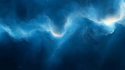 Poster - Abstract Blue Nebula: Cosmic Energy Flows Beautifully