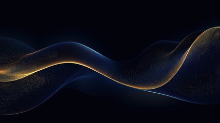 Aufkleber - Abstract dark blue wavy golden line curve background. Dynamic flow of lines creates elegant design. Modern, sophisticated aesthetic. Suitable for tech luxury brands. Ideal for presentations website