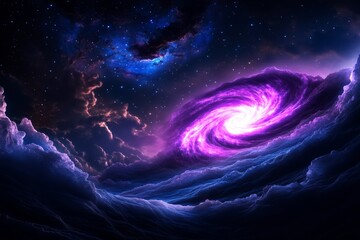 Wall Mural - cosmic vortex in deep space with purple galaxy and starry sky