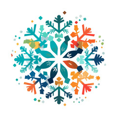 Wall Mural - snowflake icon. abstract multicolored snowflake on white background. vector illustration