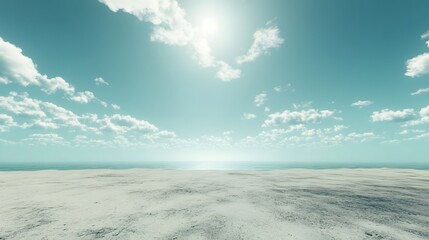 Wall Mural - 4. a tranquil beach scene with an open sky and empty sand, leaving a large space in the middle for t