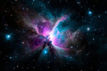 Wall Mural - vibrant pink and blue nebula with bright stars and cosmic dust in outer space