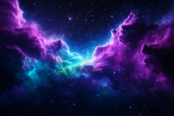 Wall Mural - vibrant purple and blue nebula with bright stars and cosmic clouds in deep space