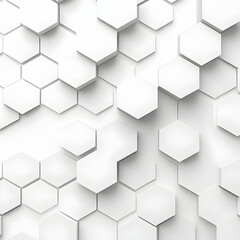 Poster - A white background with an abstract geometric pattern of hexagons, giving it the appearance of three-dimensional paper cutouts