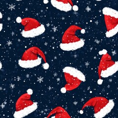 Canvas Print - Christmas Santa Hats Pattern Design