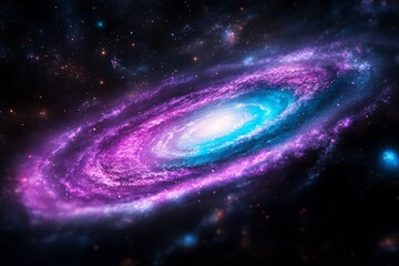 Wall Mural - vibrant spiral galaxy with bright purple and blue nebula in deep space