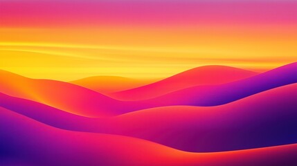 Aufkleber - Abstract sunset landscape shows smooth transitions of vibrant orange pink, purple hues across rolling hills creating vivid abstract art piece evoking tranquil sunset scene perfect for background