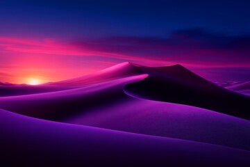 Wall Mural - stunning purple desert dunes at sunset with vibrant colors in the sky