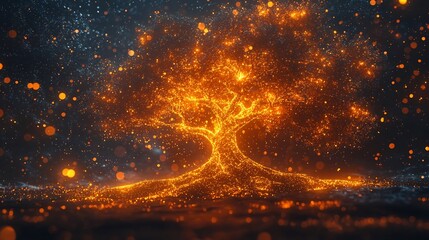 Poster - glowing digital tree symbolizing business vision and growth potential