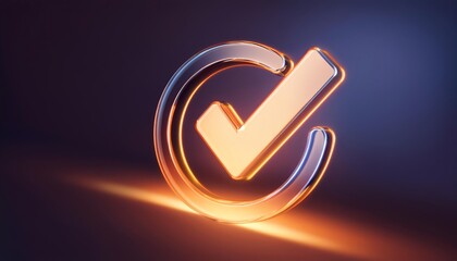 Poster - A glowing checkmark symbol against a dark background, representing approval, success, or completion.